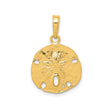 14k Yellow Gold Sand Dollar Pendant, Textured Ocean-Inspired Coastal Charm for Women