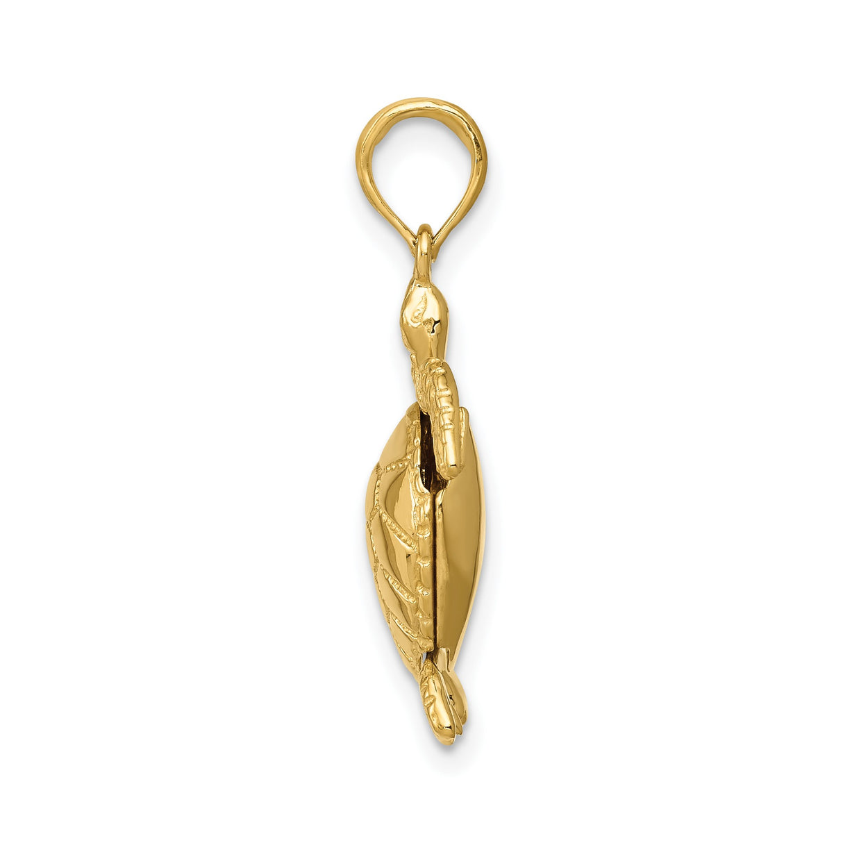 14k Yellow Gold Sea Turtle Pendant, Ocean Animal Charm Symbolizing Longevity and Wisdom