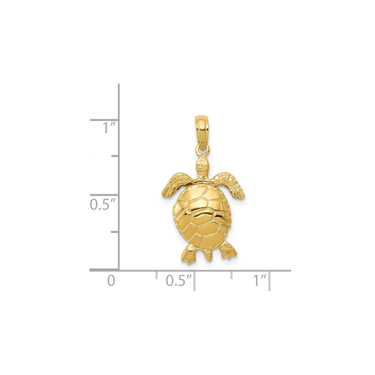 14k Yellow Gold Sea Turtle Pendant, Ocean Animal Charm Symbolizing Longevity and Wisdom