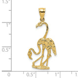 14k Yellow Gold Flamingo Pendant, Double Bird Design, Tropical Animal Charm for Women