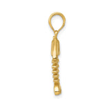 14k Yellow Gold Fishbone Pendant, Stylized Skeleton Fish, Nautical Charm for Men or Unisex