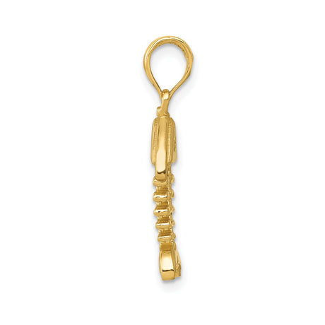 14k Yellow Gold Fishbone Pendant, Stylized Skeleton Fish, Nautical Charm for Men or Unisex