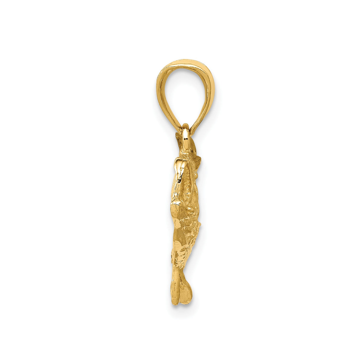 14k Yellow Gold Bass Fish Pendant with Detailed Largemouth Design, Nature and Angler Theme