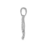 14k White Gold Bass Pendant with Realistic Fish Design, Nautical Fishing Charm for Men and Women