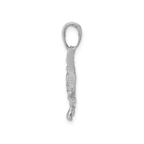 14k White Gold Bass Pendant with Realistic Fish Design, Nautical Fishing Charm for Men and Women