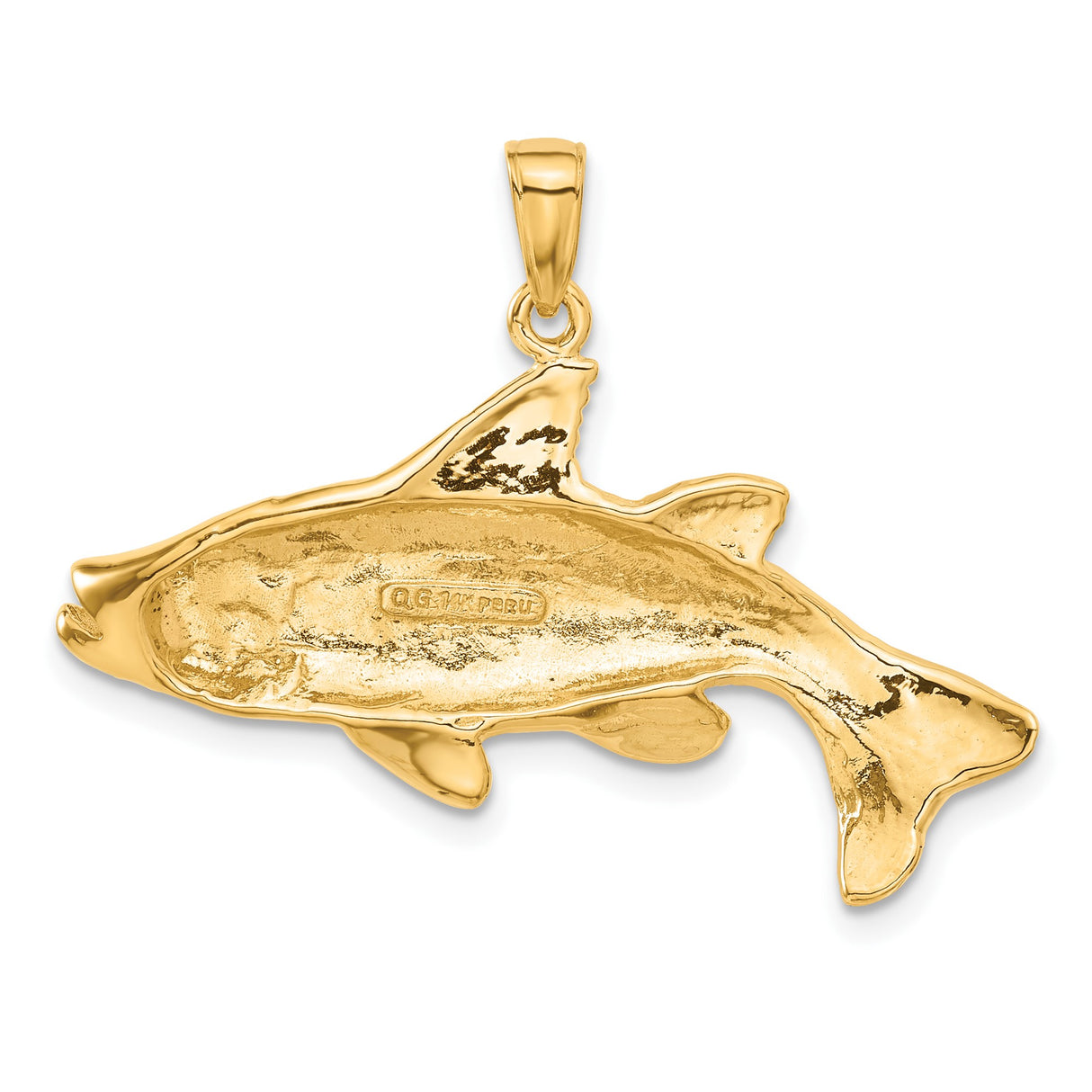 14k Yellow Gold Largemouth Bass Pendant, Realistic Fishing Charm, Nature-Inspired for Men or Unisex