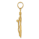14k Yellow Gold Anchor Crucifix Pendant with Rope Detail, Nautical Christian Cross Charm