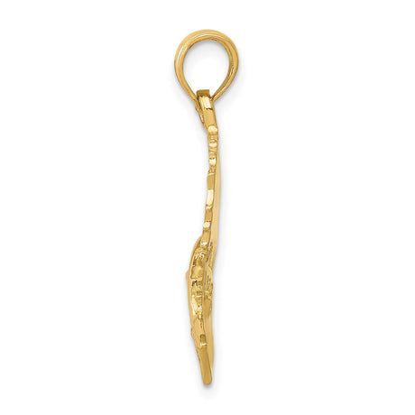 14k Yellow Gold Sailfish Pendant, Detailed Nautical Marine Life Charm for Men or Unisex