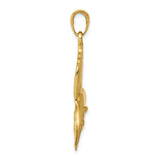 14k Yellow Gold Marlin Pendant, Detailed Sailfish Nautical Design for Men or Unisex