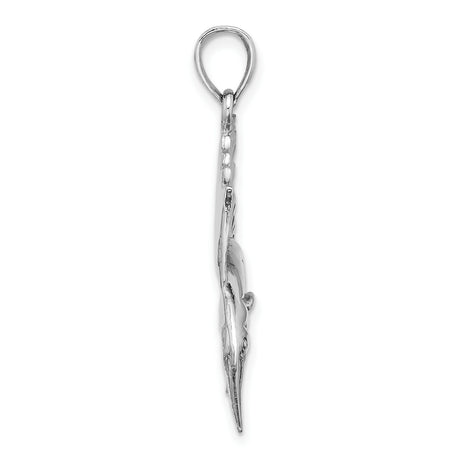 14k White Gold Sailfish Pendant, Nautical Marine Life Jewelry for Men or Unisex Wear