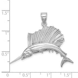 14k White Gold Sailfish Pendant, Detailed Marlin Swordfish Design, Nautical Coastal Jewelry