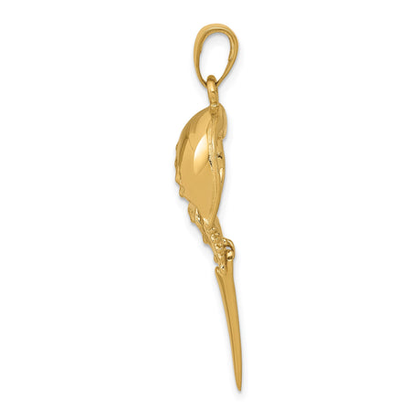 14k Yellow Gold Horseshoe Crab Pendant, High Polished Nautical Marine Life Charm, Unisex Jewelry