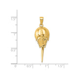 14k Yellow Gold Horseshoe Crab Pendant, High Polished Nautical Marine Life Charm, Unisex Jewelry