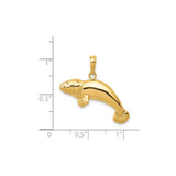 14k Yellow Gold Manatee Pendant, Detailed Sea Cow Nautical Charm Jewelry
