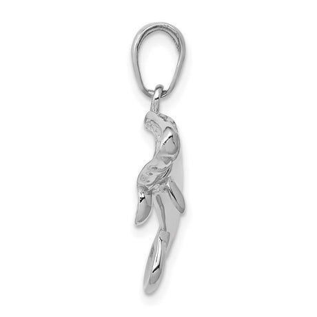 14k White Gold Manatee Pendant Charm, Detailed Sea Cow Nautical Design for Women or Unisex Wear