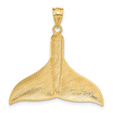 14k Yellow Gold Whale Tail Pendant, Polished Nautical Charm, Ocean-Inspired Minimalist Design