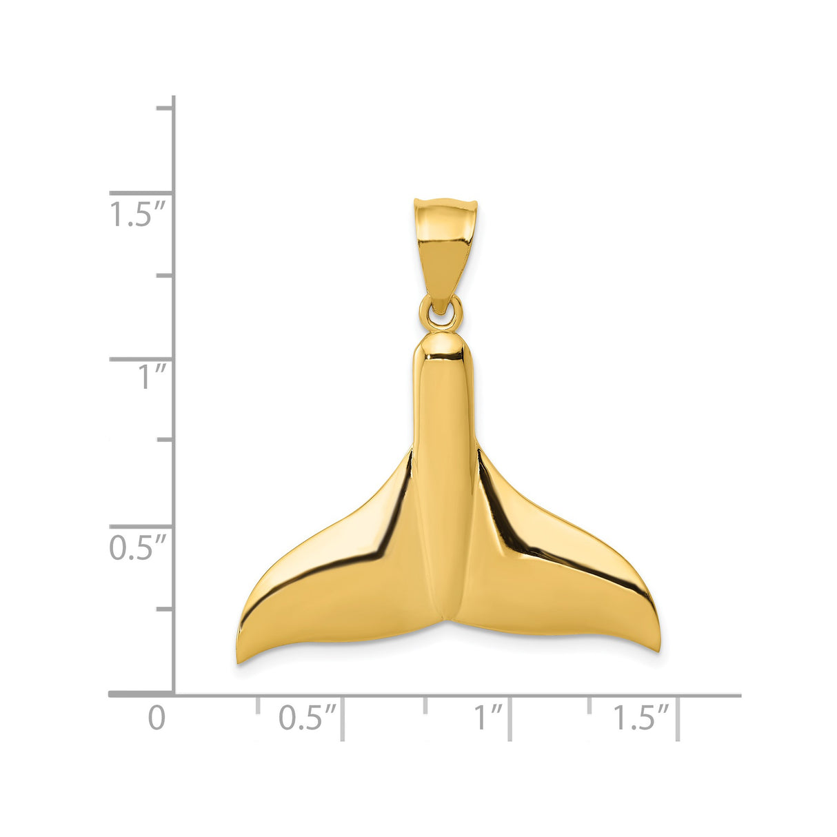 14k Yellow Gold Whale Tail Pendant, Polished Nautical Charm, Ocean-Inspired Minimalist Design