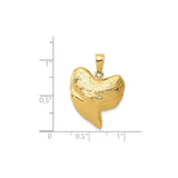 14k Yellow Gold Shark Tooth Pendant, Textured Fossil Look, Nautical Marine Style for Men and Unisex