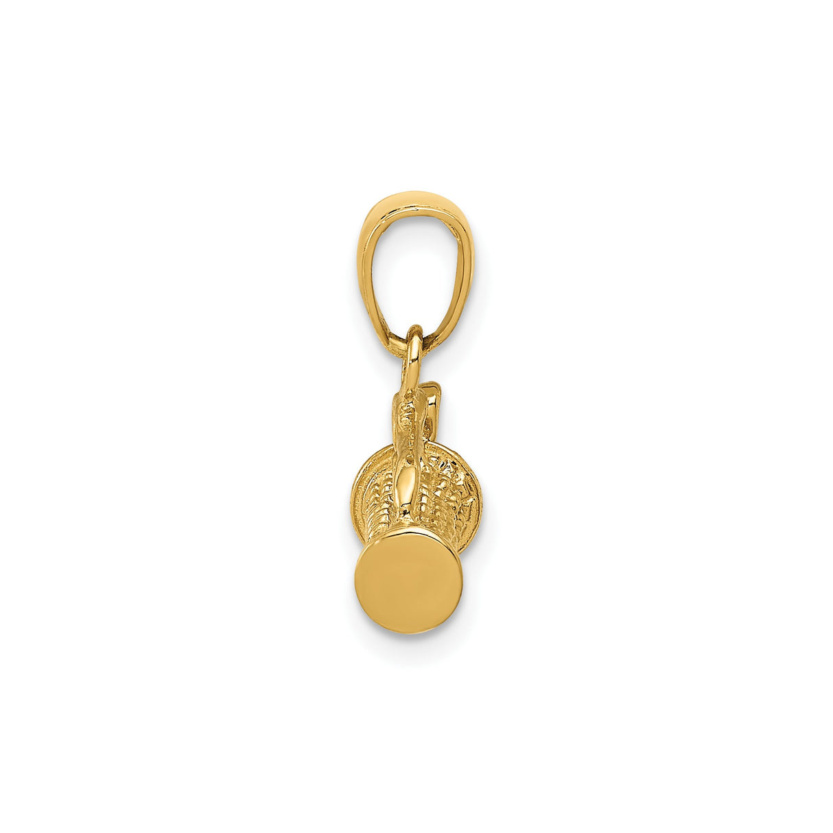 14k Yellow Gold Trumpet Pendant, Solid Horn Charm with Musical Instrument Motif for Men or Women