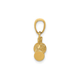 14k Yellow Gold Trumpet Pendant, Solid Horn Charm with Musical Instrument Motif for Men or Women