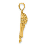 14k Yellow Gold Golf Pendant with Ball on Tee and Flag, Unisex Sports Charm