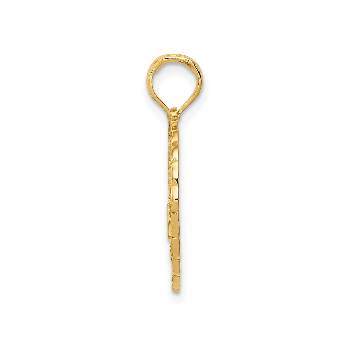 14k Yellow Gold Golf Bag Flag Pendant with Laurel Wreath Design for Men and Women