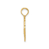 14k Yellow Gold Golf Bag Flag Pendant with Laurel Wreath Design for Men and Women