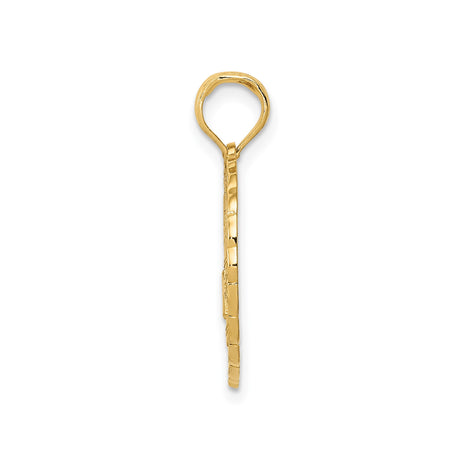 14k Yellow Gold Golf Bag Flag Pendant with Laurel Wreath Design for Men and Women