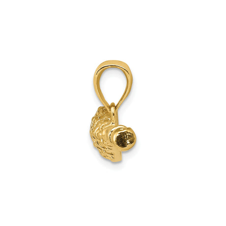 14k Yellow Gold Lacrosse Stick Pendant with Textured Handle and Mesh Head for Men or Unisex