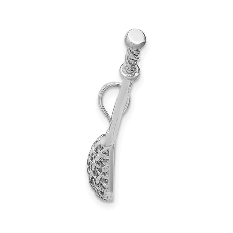 14k White Gold Lacrosse Stick Pendant, Sports Charm Symbolizing Teamwork and Athletic Spirit