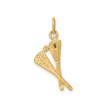 14k Yellow Gold Lacrosse Sticks Pendant with Ball and Textured Crossed Stick Design
