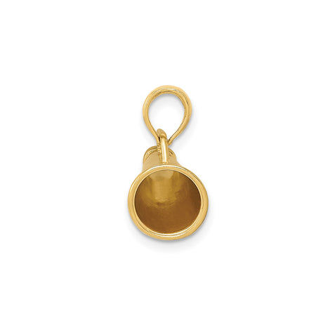 14k Yellow Gold Megaphone Pendant Charm, Polished Cheer Symbol, Unisex or Womens Jewelry