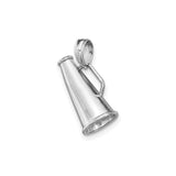 14k White Gold Megaphone Pendant, Polished 3D Cheerleading Charm for Women and Men