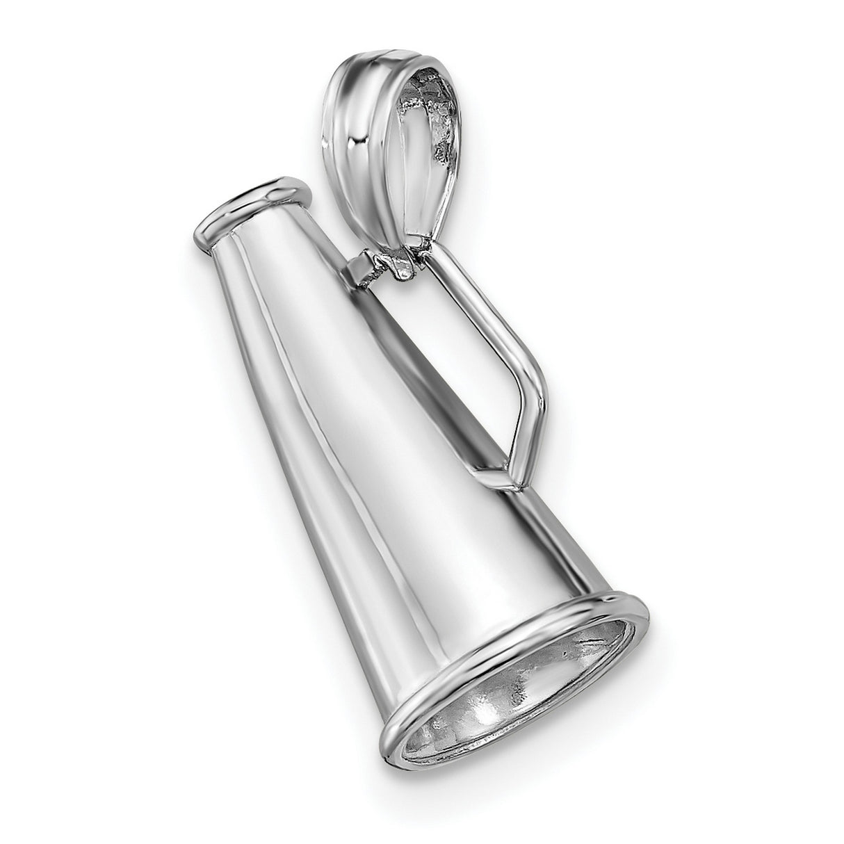 14k White Gold Megaphone Pendant, Cheerleading Charm, Sports Fan Jewelry for Women or Unisex Wear