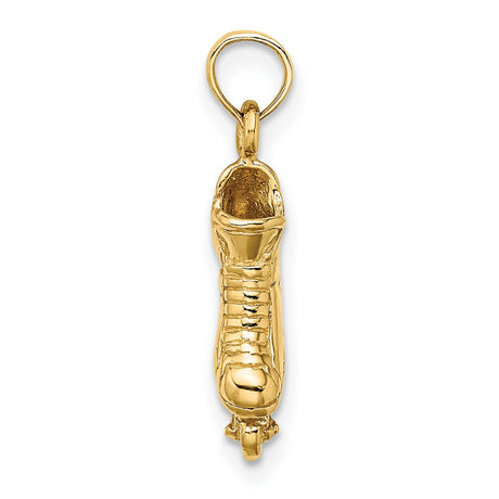 14k Yellow Gold Rollerblade Charm Pendant, 3D Inline Skate Design, Sporty Skating Jewelry