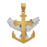 Ship Anchor With Eagle Cross Charm Pendant in Real 14k Multi-Tone Gold