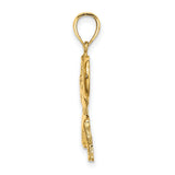 14k Yellow Gold Weightlifter Pendant with Barbell Lunge Design, Fitness and Strength Charm for Men