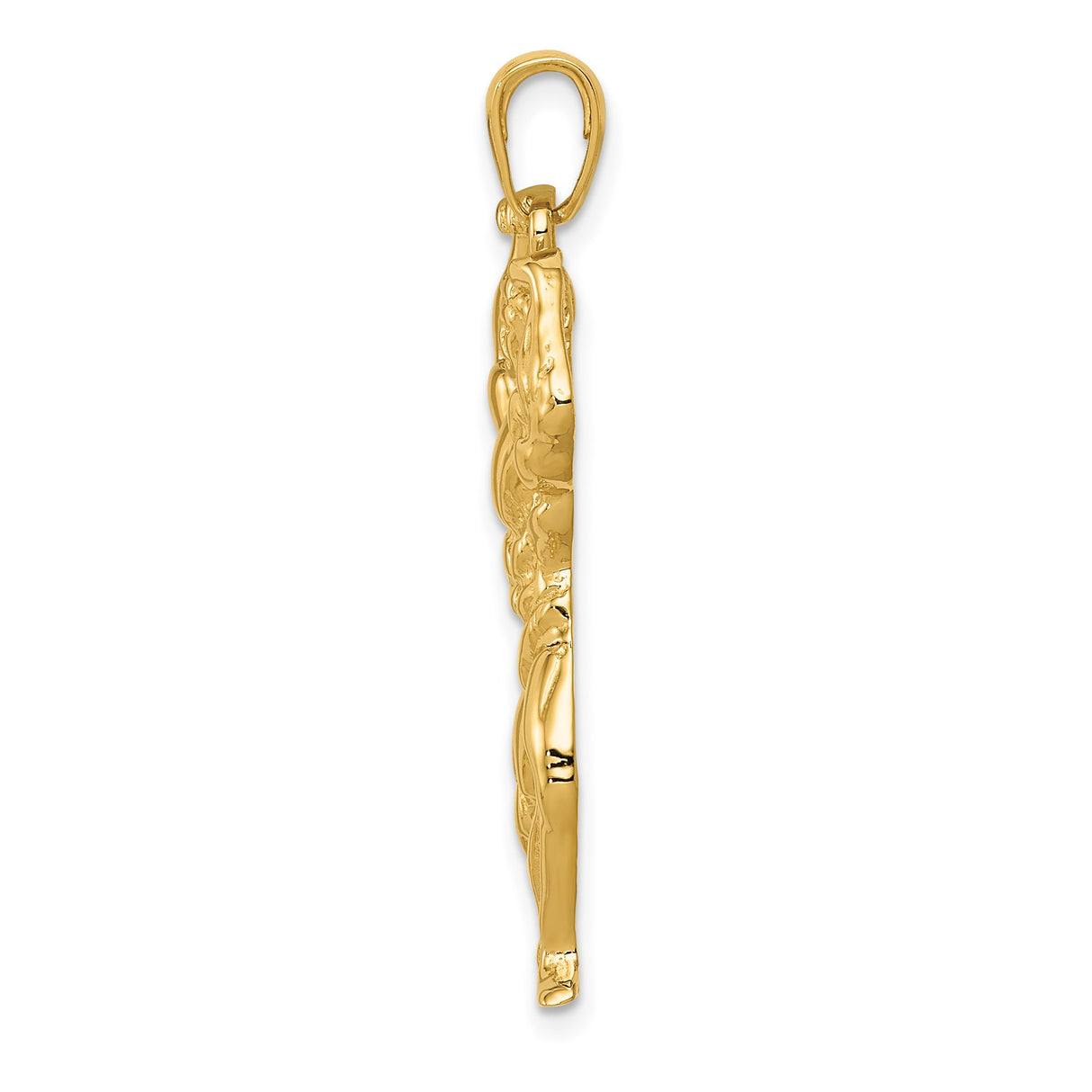 14k Yellow Gold Bodybuilder Pendant with Flexing Pose, Strength and Fitness Theme for Men