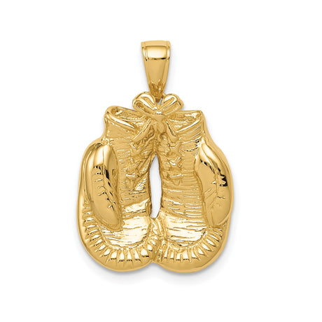 14k Yellow Gold Boxing Gloves Pendant, Lace-Up Combat Charm for Men or Unisex