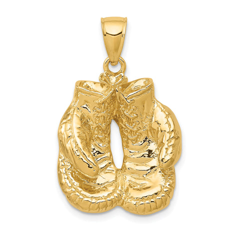14k Yellow Gold Boxing Gloves Pendant, Athletic Fighter Charm Symbolizing Strength and Perseverance