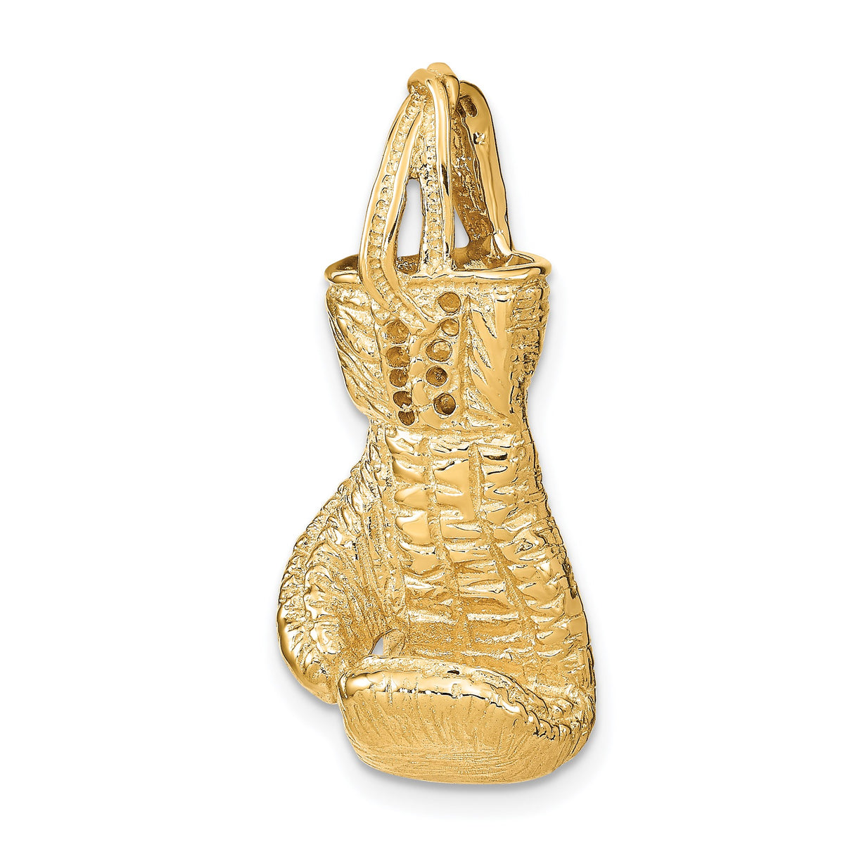 14k Yellow Gold Boxing Glove Pendant with Lace Stitch Detail, Symbolic Sports Jewelry for Men
