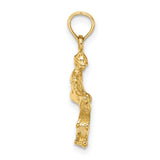 14k Yellow Gold Skateboarder Pendant, Solid Skater Charm with 3D Figure, Urban Streetwear Style