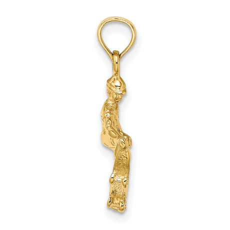 14k Yellow Gold Skateboarder Pendant, Solid Skater Charm with 3D Figure, Urban Streetwear Style