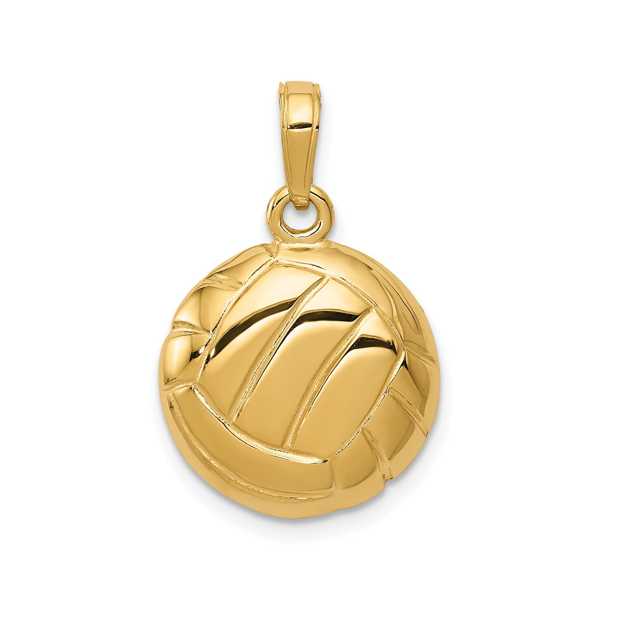 14k Yellow Gold Volleyball Pendant, Detailed Sports Charm for Players and Fans