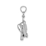 14k White Gold Baseball Pendant with Glove, Bat, and Ball Design, Sports Charm for Men or Women