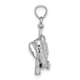 14k White Gold Baseball Pendant with Glove, Ball, and Bat Design