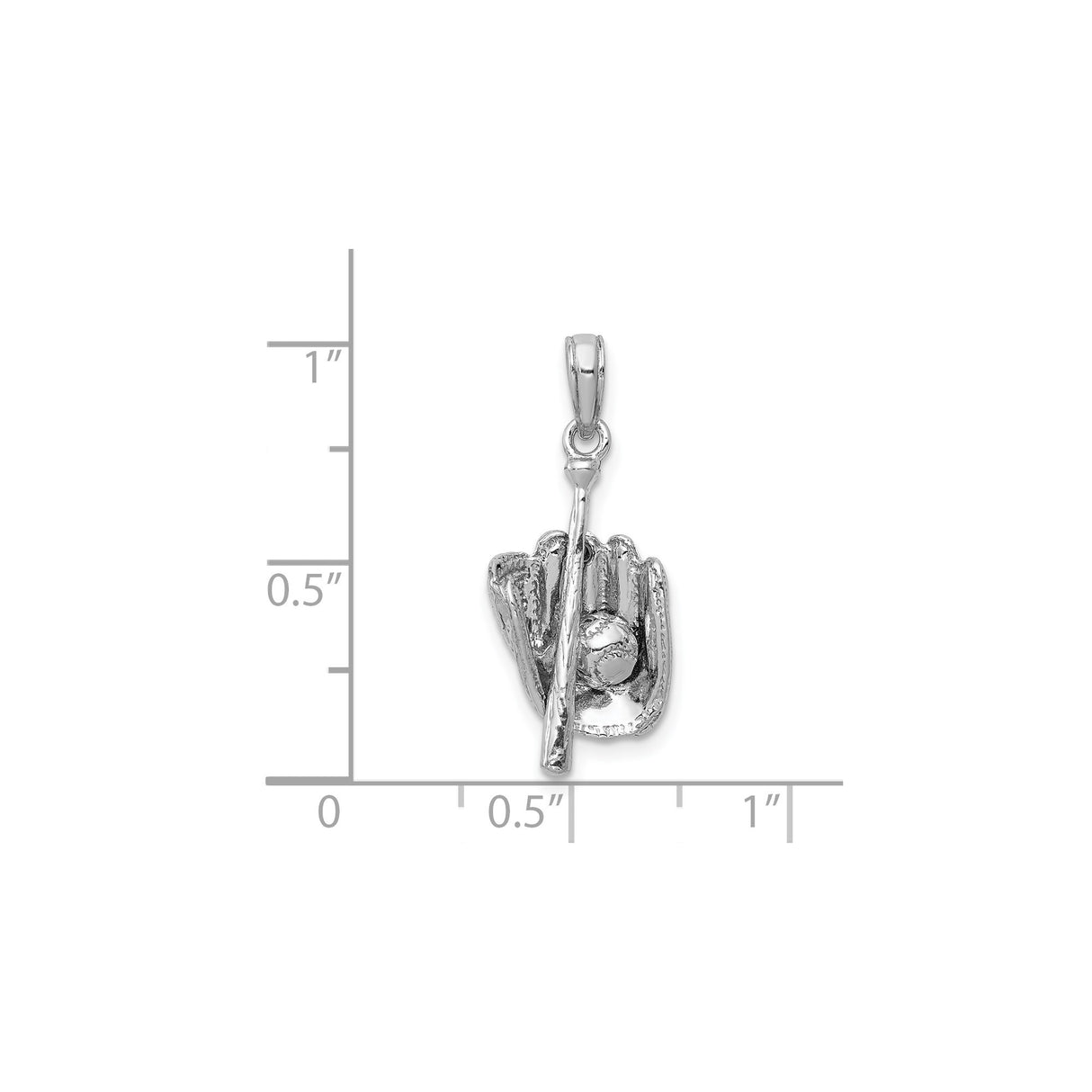 14k White Gold Baseball Pendant with Glove, Bat, and Ball Design, Sports Charm for Men or Women