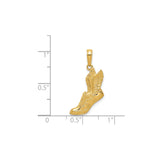 14k Yellow Gold Winged Sneaker Pendant, Hermes Inspired Shoe Charm for Runners and Athletes