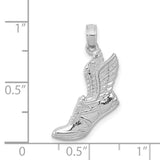 14k White Gold Winged Sneaker Pendant, Hermes Inspired Athletic Shoe Charm for Men or Women