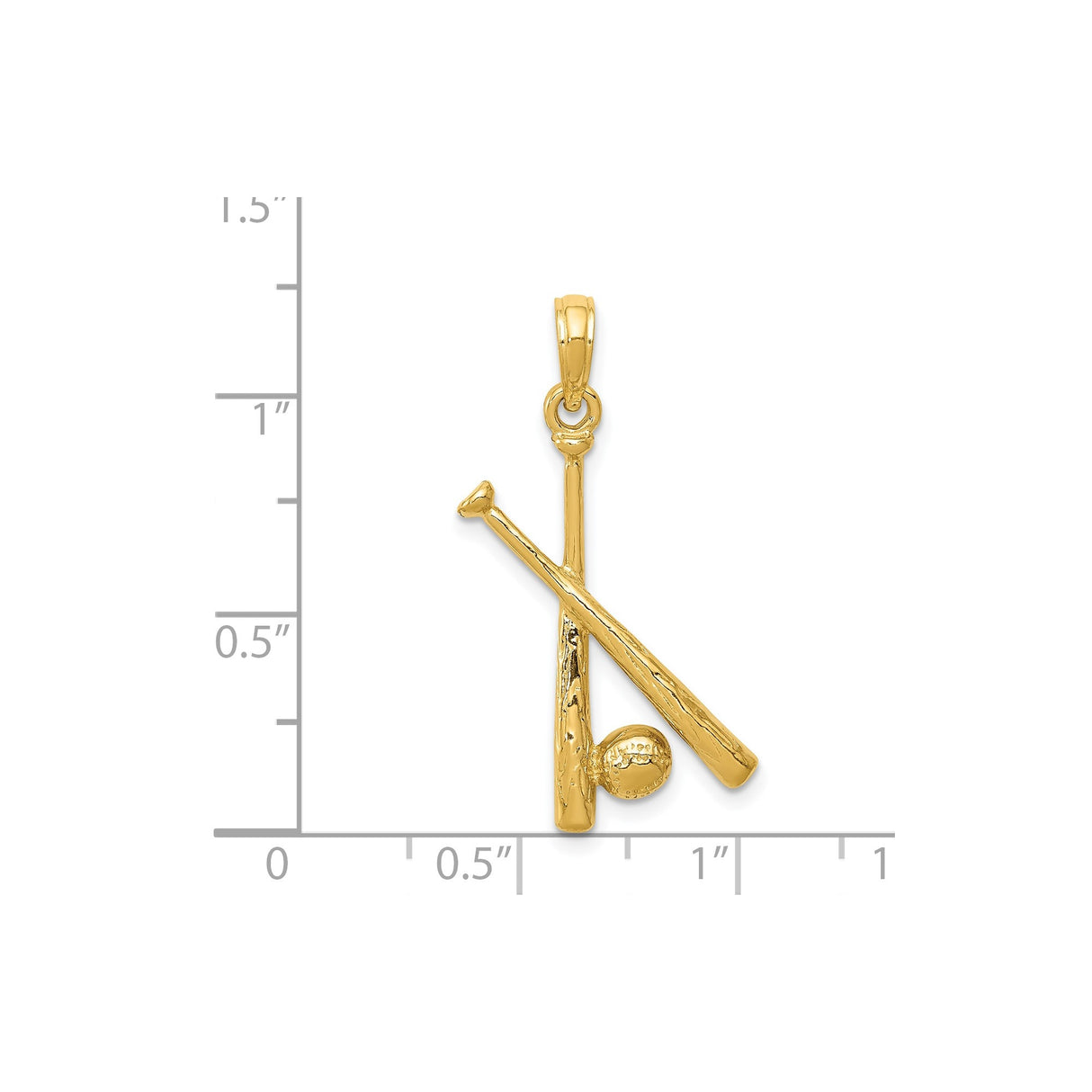 14k Yellow Gold Baseball Pendant with Crossed Bats and Detailed Ball, Sports Charm for Men or Women